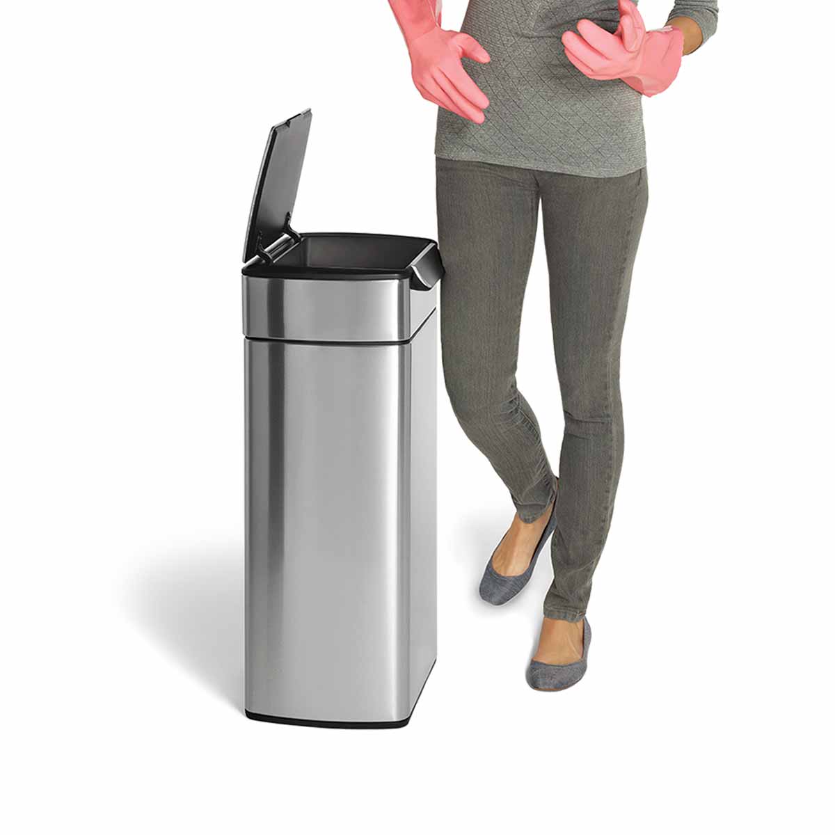 30 Litre, Rectangular Touch-Bar Bin - Image 4