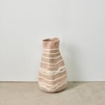 Tribal Lines Dusty Rose Pink Wool Gourd Basket