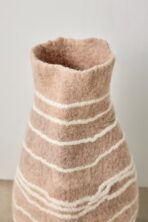 Tribal Lines Dusty Rose Pink Wool Gourd Basket - Image 2
