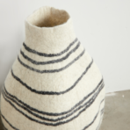 Tribal Lines Hand-Felted Wool Natural White Gourd Basket - Image 4