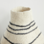 Tribal Lines Hand-Felted Wool Natural White Gourd Basket - Image 6