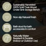 Charleston Natural Teak Spa/Bathroom - Under Sink - Storage Bench - 14" - Image 4