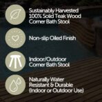 Tanzania Oiled Teak Shower and Bath Corner Stool with Shelf - 17.5" - Image 5