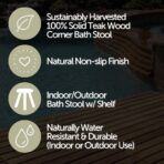Siena Natural Teak Shower and Bath Stool with Curved Seat and Shelf - Image 5