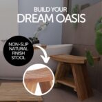 Siena Natural Teak Shower and Bath Stool with Curved Seat and Shelf - Image 4