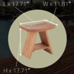 Siena Natural Teak Shower and Bath Stool with Curved Seat and Shelf - Image 6