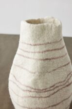 Tribal Lines Wool Ivory & Soft Stone Gourd Basket - Image 2