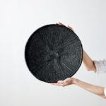 Hand-Painted Black Binga Flat Basket