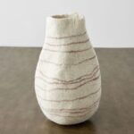 Tribal Lines Wool Ivory & Soft Stone Gourd Basket