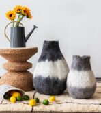 Eclipse Charcoal and Ivory Wool Gourd Basket - Image 3