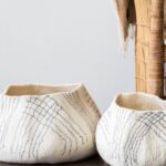 White Ghana Wool Linear Basket
