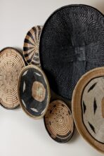Hand-Painted Black Binga Flat Basket - Image 5