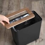Trash Can - Rectangle - Steel + Wood - Image 13