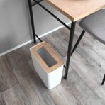 Trash Can - Rectangle - Steel + Wood - Image 3