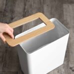 Trash Can - Rectangle - Steel + Wood - Image 5