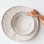 White Washed Handwoven Wall Basket - Image 9